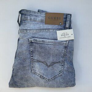 Guess Men’s Modern Skinny Jeans Destroy Stretch Denim Light Blue Size 36